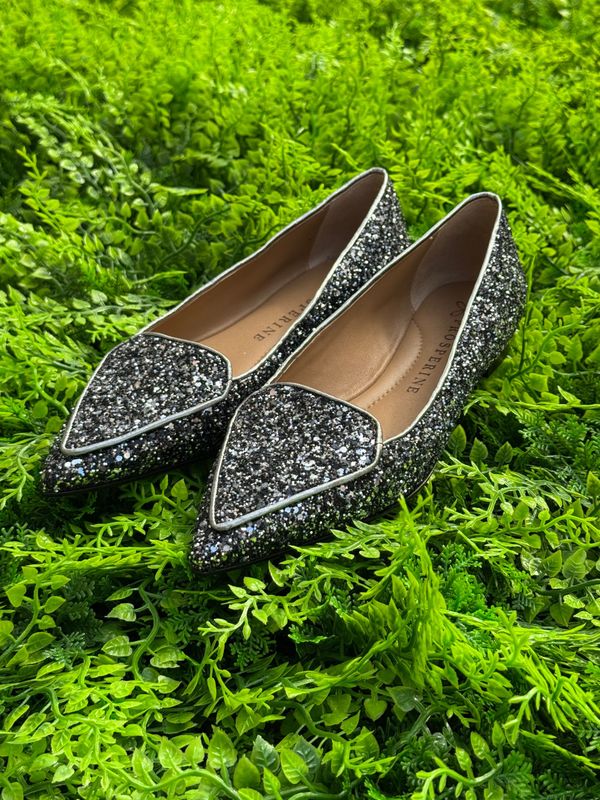 Mocassino in Pelle Glitter Acciaio Mocassino in Pelle Glitter Acciaio