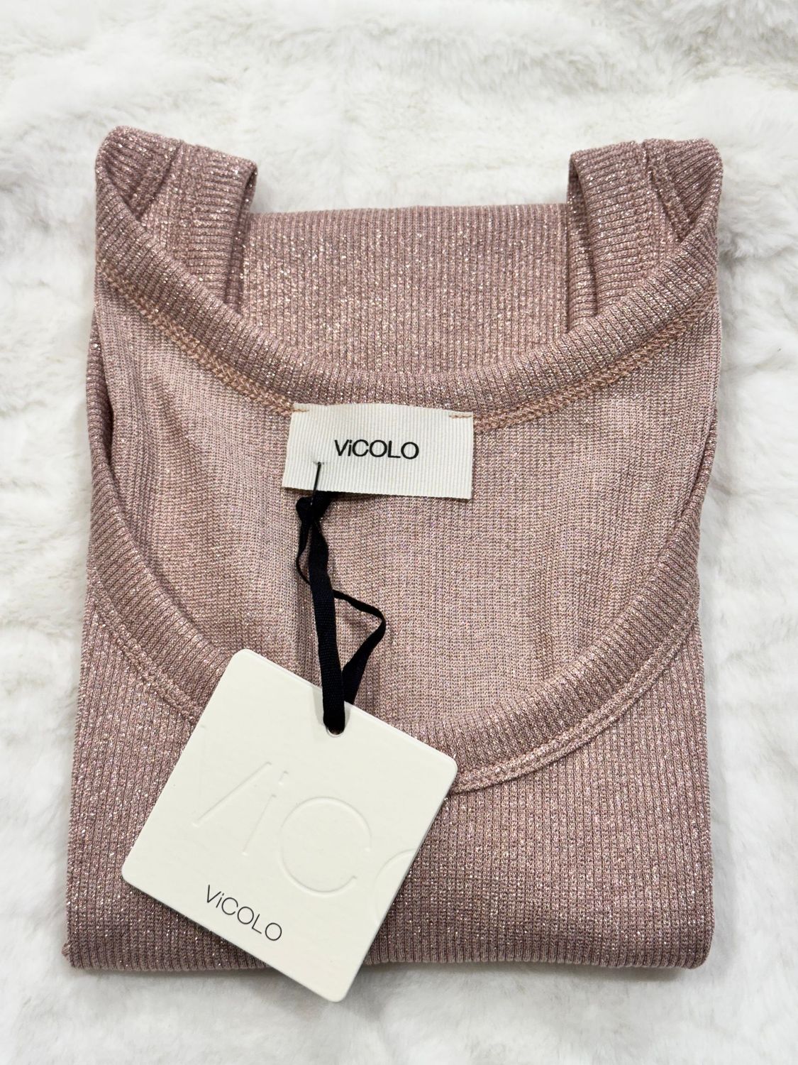 Canotta in lurex Vicolo cipria