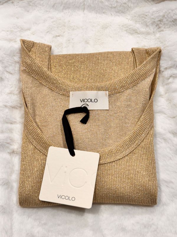 Canotta in lurex Vicolo oro chiaro