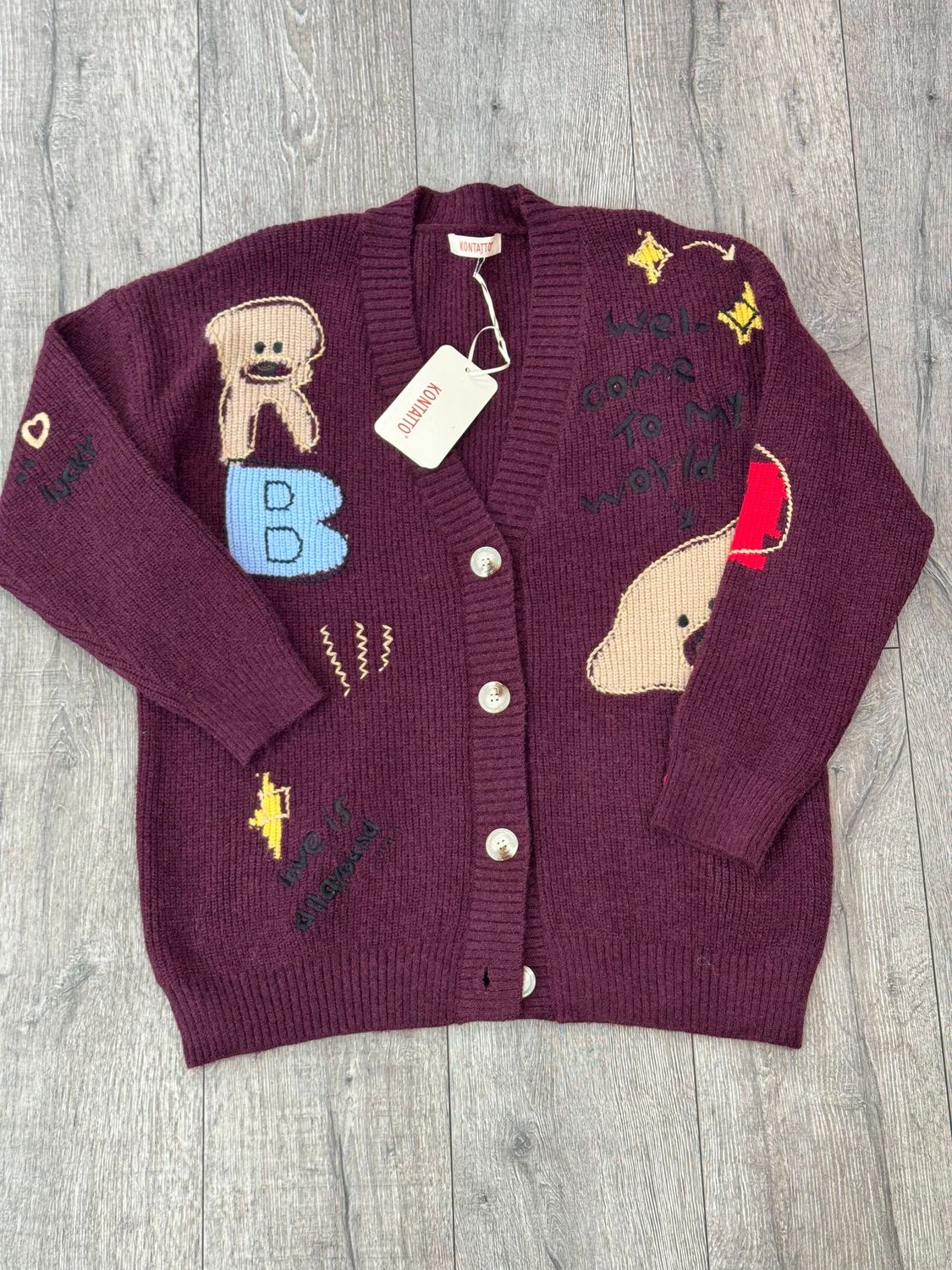 KONTATTO Cardigan Bordeaux ONE SIZE Orsetti