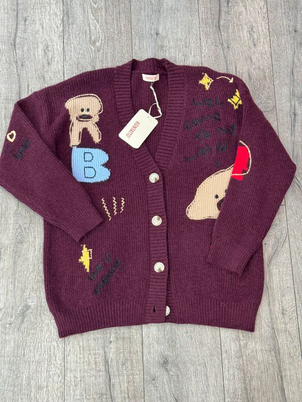 KONTATTO Cardigan Bordeaux ONE SIZE Orsetti