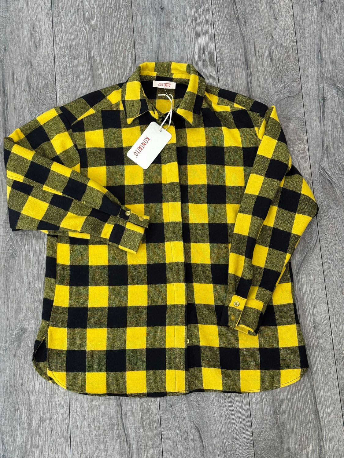 KONTATTO Camicia  OVER CHECK Giallo/Nero