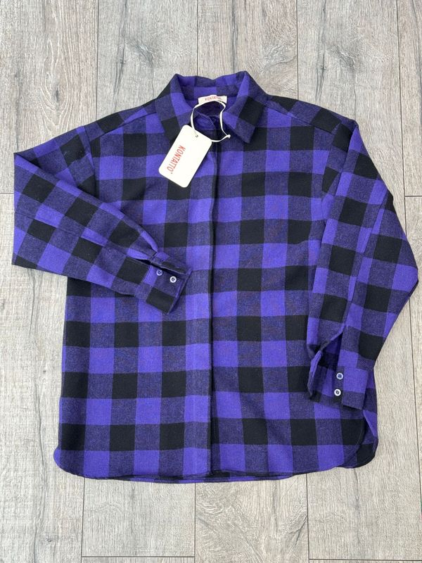 KONTATTO Camicia OVER CHECK Viola/Nero