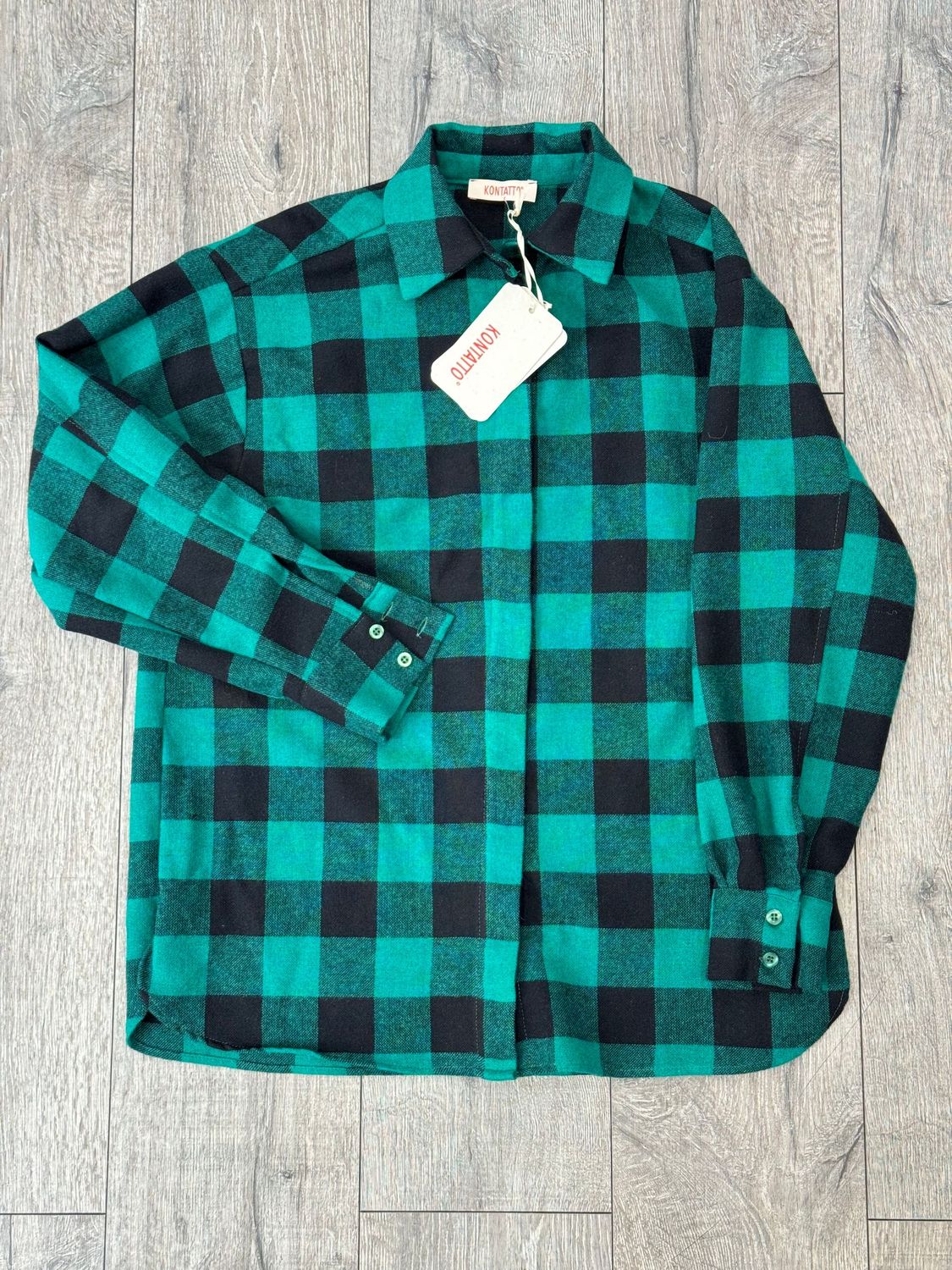 KONTATTO Camicia OVER CHECK Verde/Nero