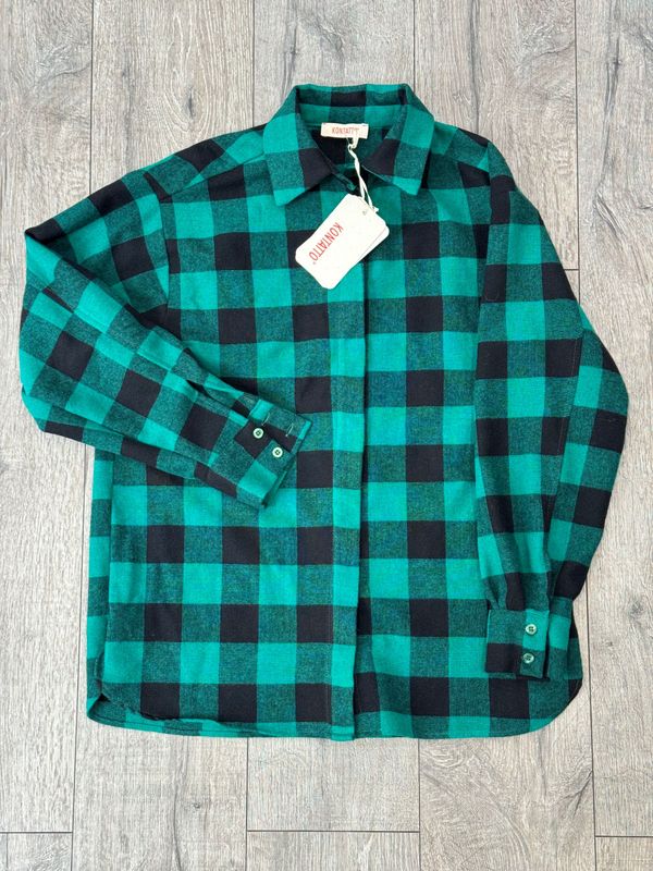KONTATTO Camicia OVER CHECK Verde/Nero