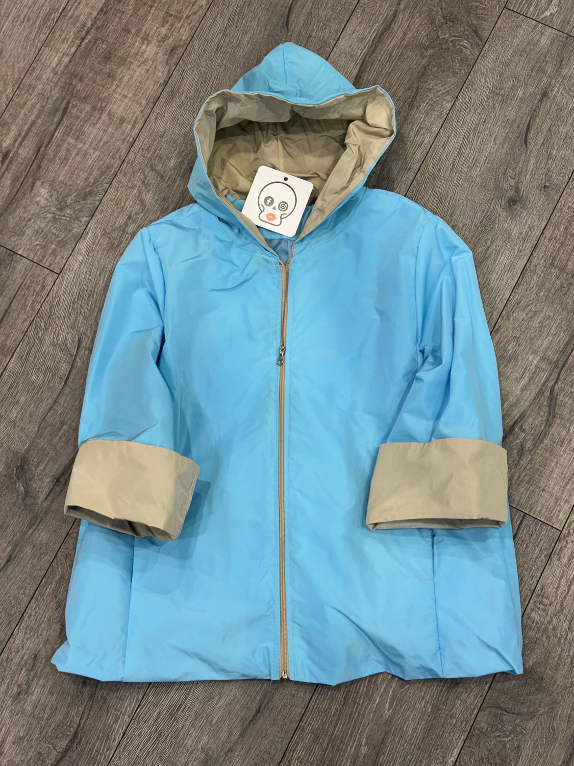 Giacca Nilon con cappuccio Taglia unica Turchese Beige