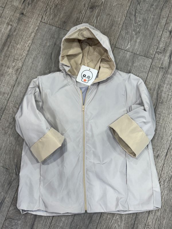 Giacca Nilon con cappuccio Taglia unica Grigio perla Beige