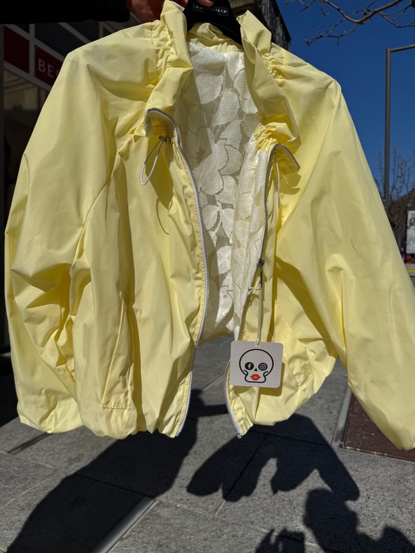 Bomber Nilon taglia unica Giallo fodera pizzo