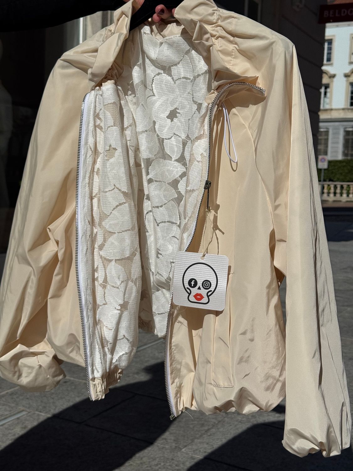 Bomber Nilon taglia unica Beige fodera pizzo