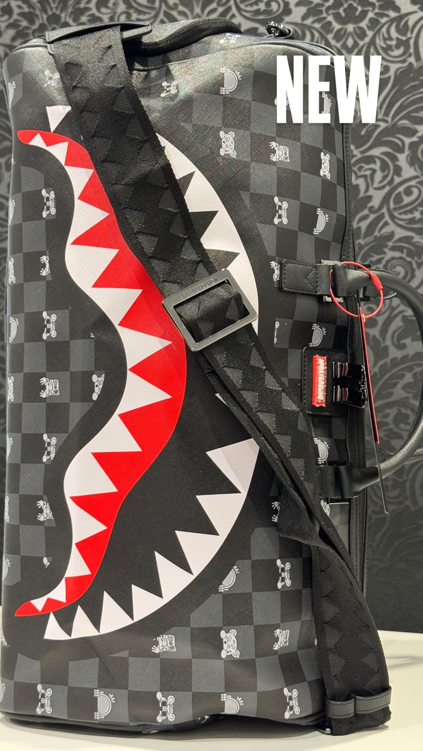 BORSONE Grey Peeking Character Check Duffle