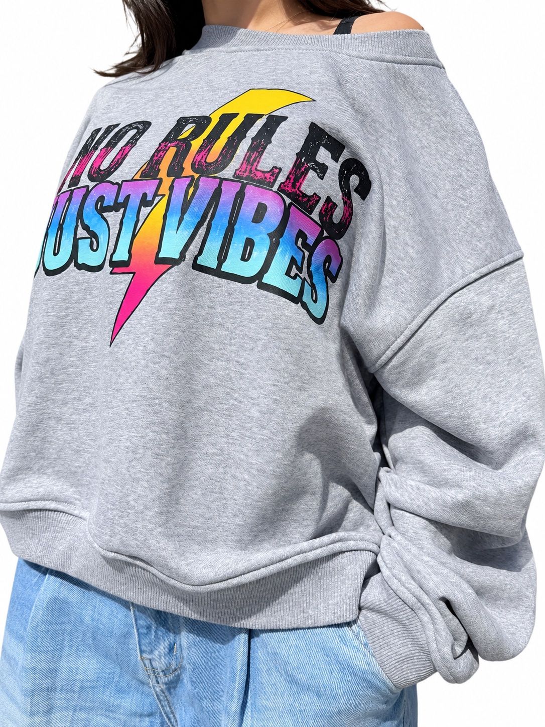 VICOLO FELPA One Size Just Vibes Grigio Melange