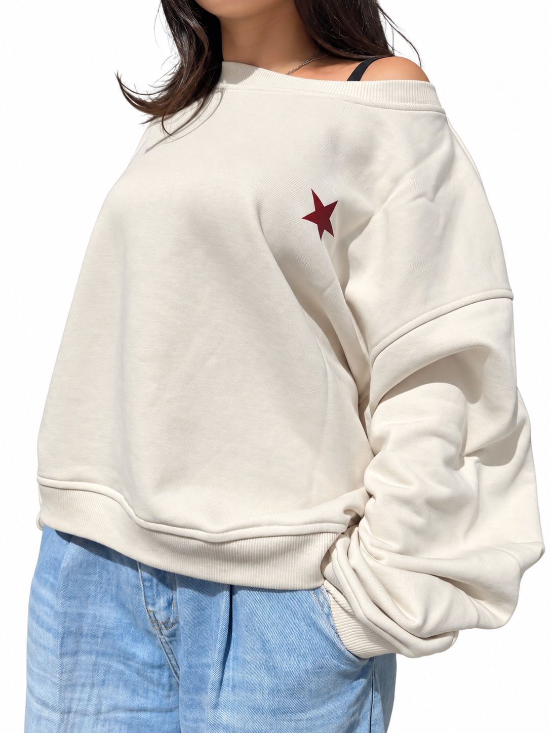 VICOLO FELPA One Size Marrone Stella Stampa Bianco