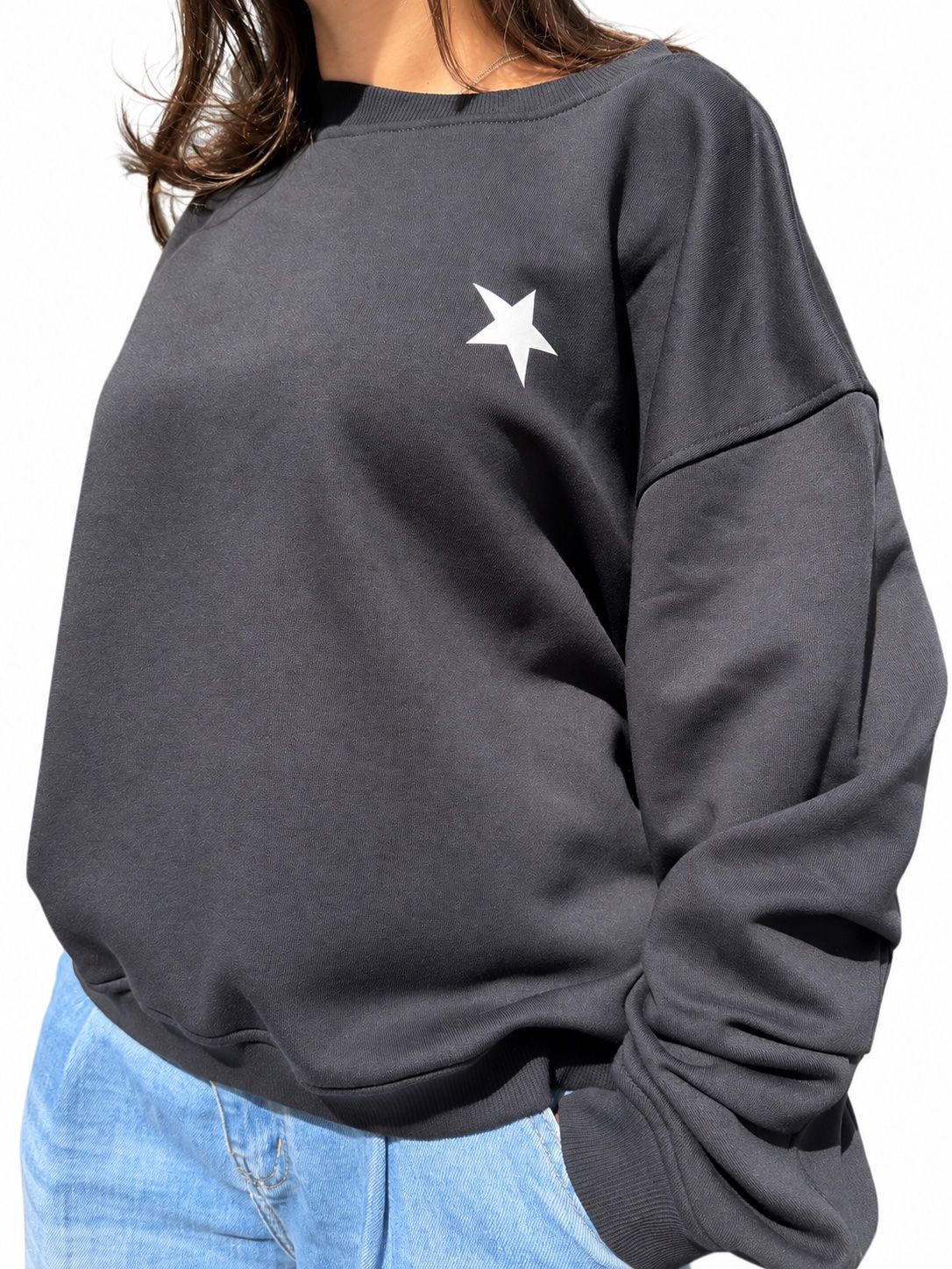 VICOLO FELPA One Size Black Stella Stampa Bianco