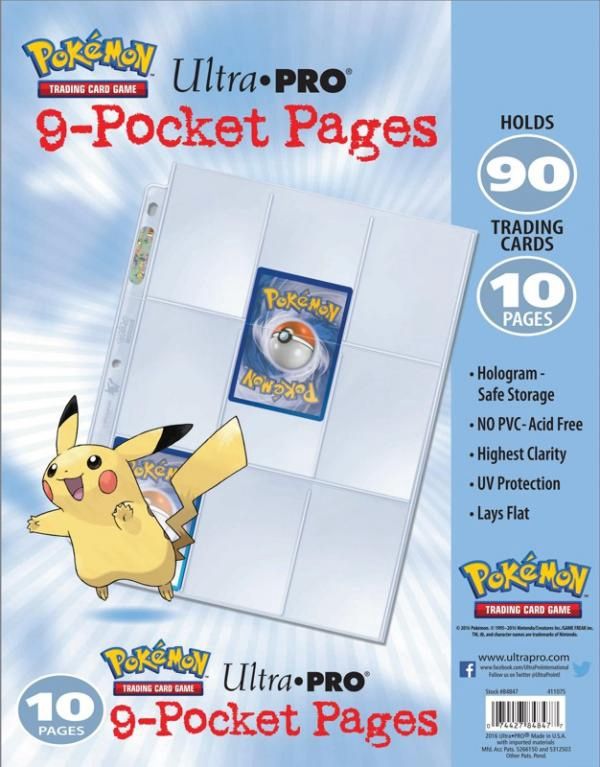 UP Pokémon 9-Pocket Binder Page, 10 pages per pack
