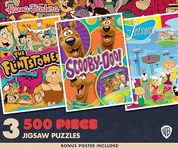 Hanna Barbara 3-Pack (Flintstones, Scooby Doo, Jetsons) 500pc Puzzles