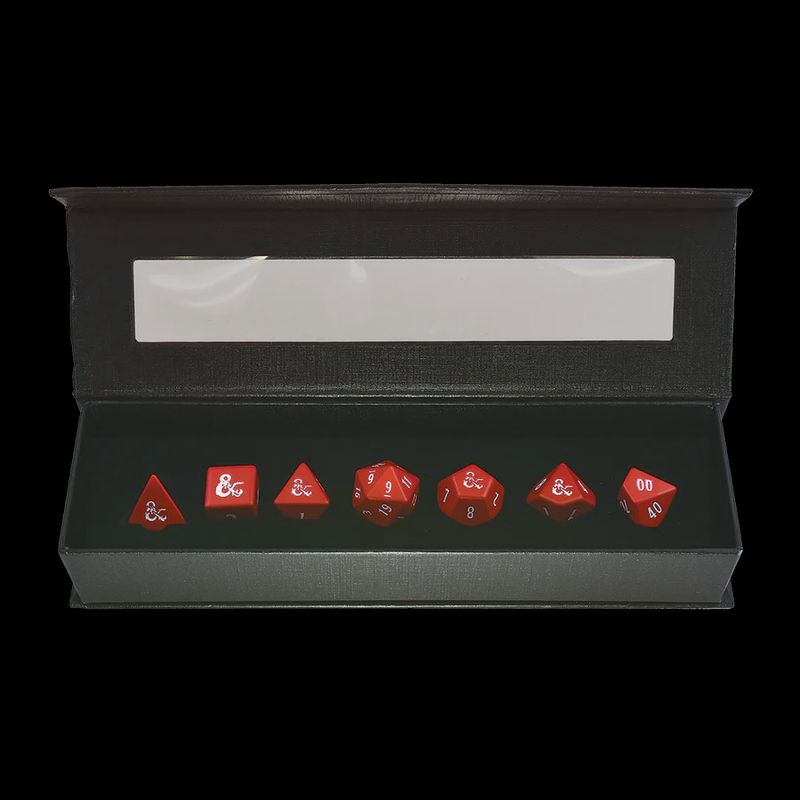 Dungeons &amp; Dragons Heavy Metal (7) Set Of Dice - Red &amp; White