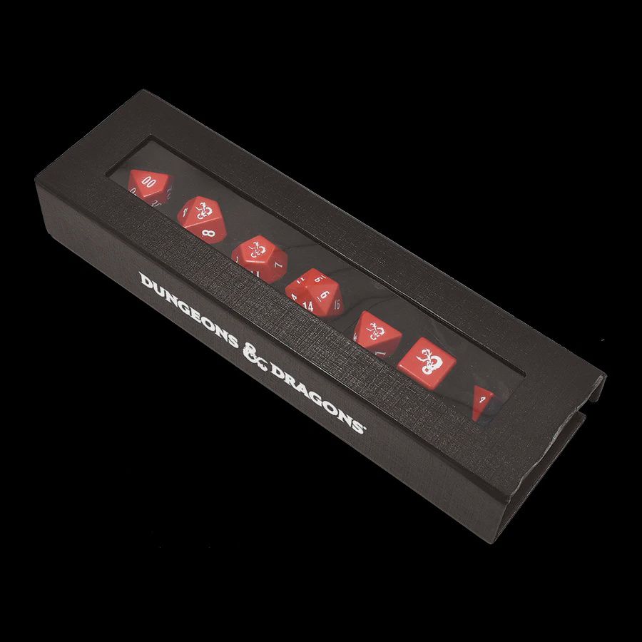 Dungeons &amp; Dragons Heavy Metal (7) Set Of Dice - Red &amp; White