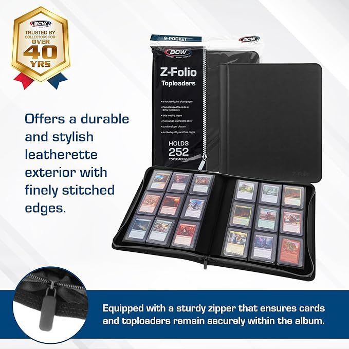 BCW Z-Folio LX Toploaders Album Black 9-Pocket