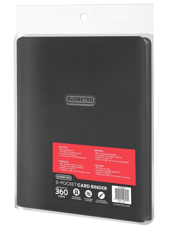 Evoretro 9-Pocket Zippered Card Binder Black