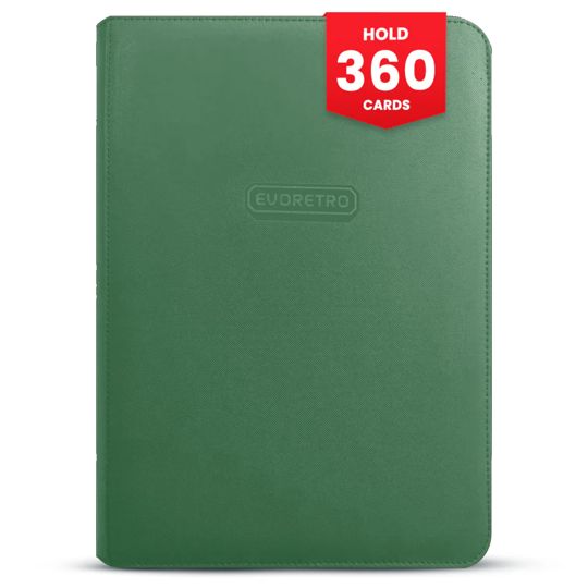 Evoretro Premium Zippered Binder 9-PKT 360 Cards Green