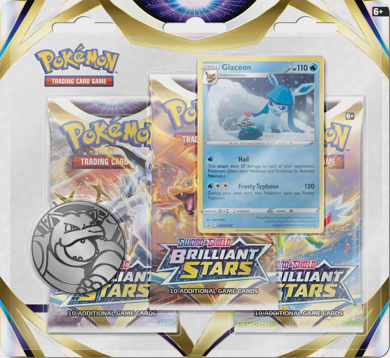 Pokemon Brilliant Stars 3-Pack Blister (Glaceon)