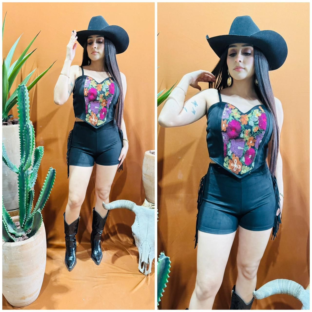 SHORT DE GAMUZA CON BARBITAS