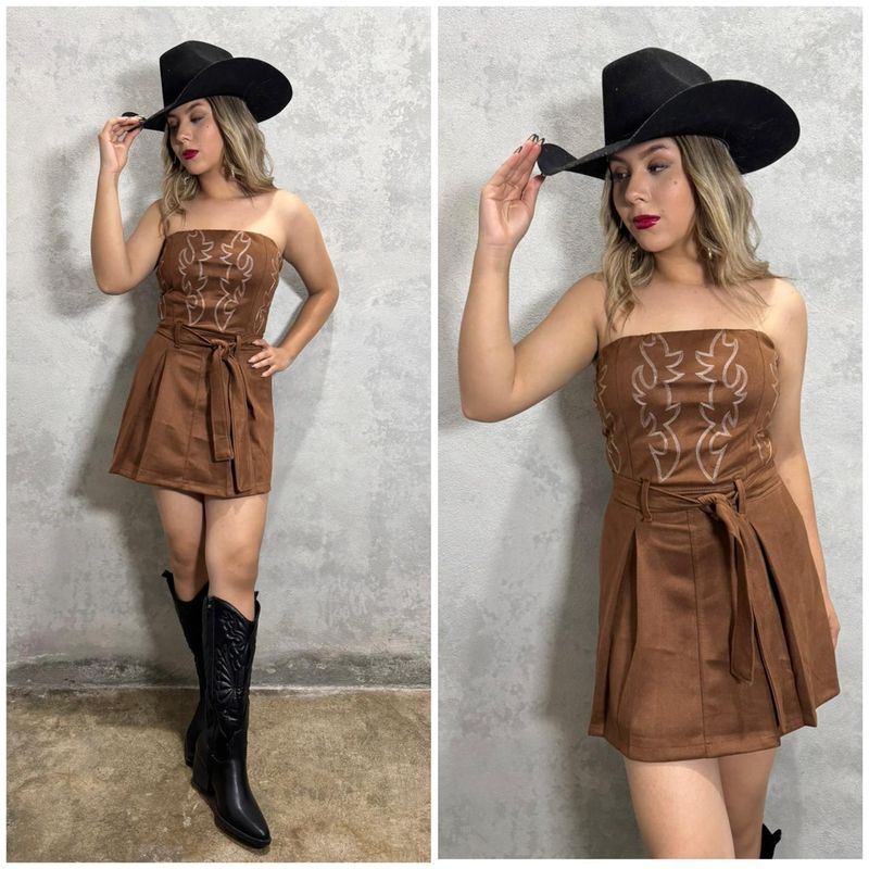 VESTIDO DE GAMUZA TABLEADO