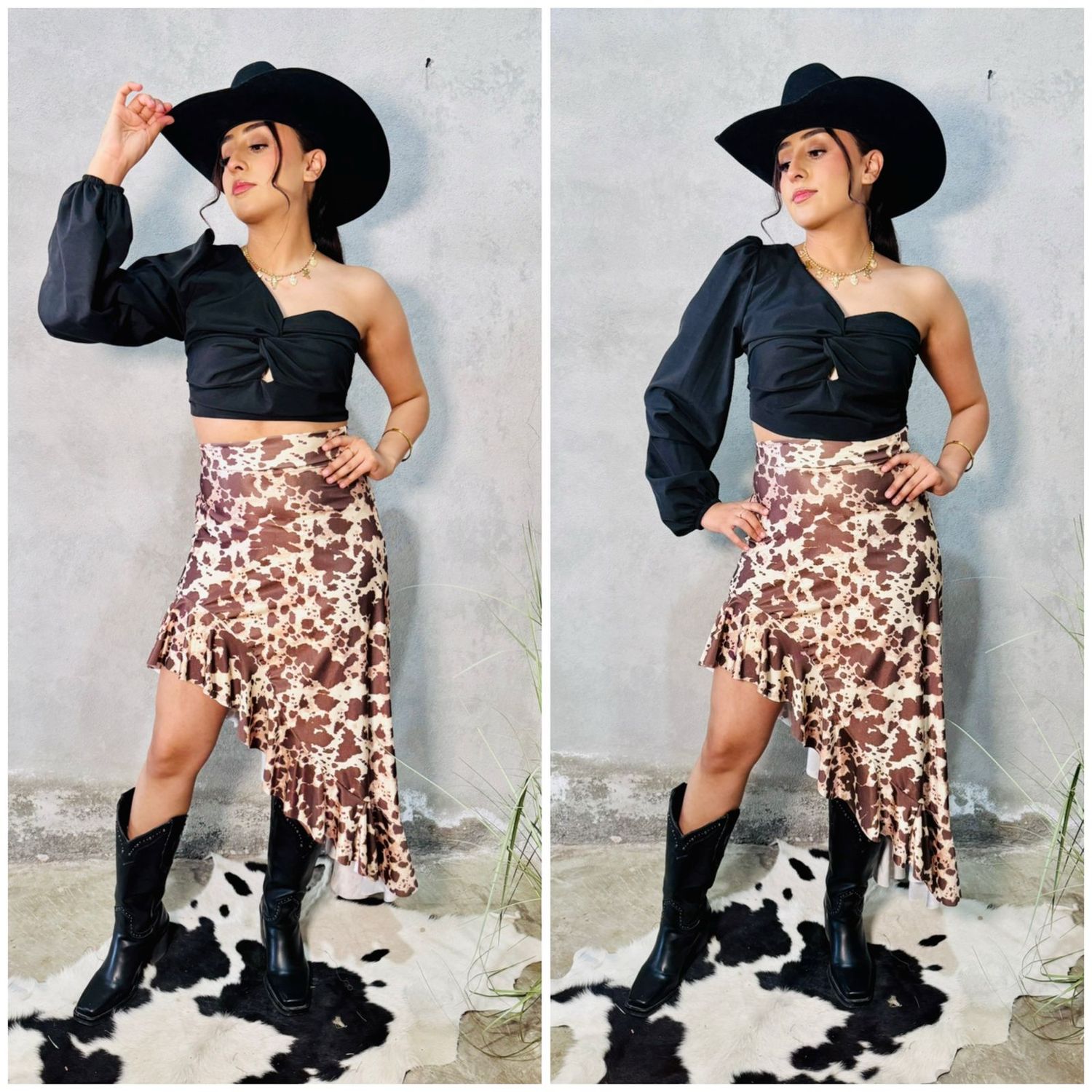 FALDA SATIN ESTAMPADA