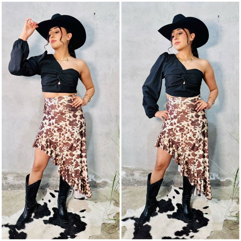 FALDA SATIN ESTAMPADA