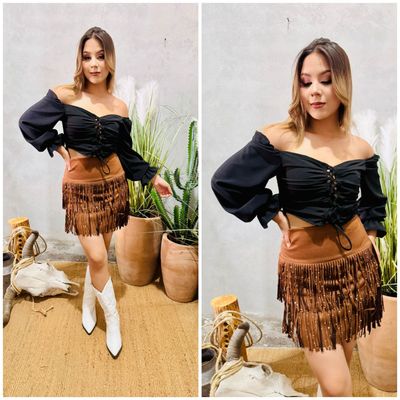 FALDA DE GAMUZA CON FLEQUILLOS