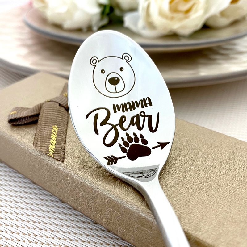 Personalized Engraved Coffee Spoon for Mom – Mama Bear Gift 