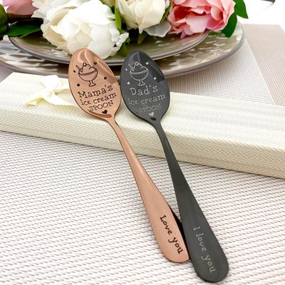 Ice Cream Spoons for Mom and Dad with Engraved Names 