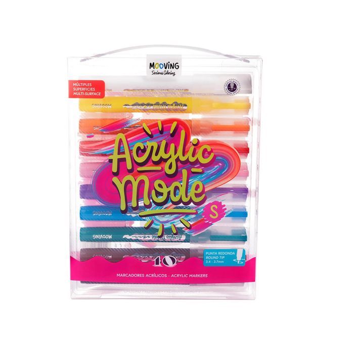 ROTULADOR ACRILICO MOOVING 10 COLORES