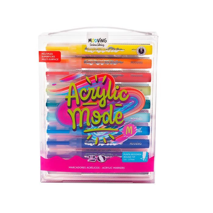 ROTULADOR ACRILICO MOOVING 20 COLORES