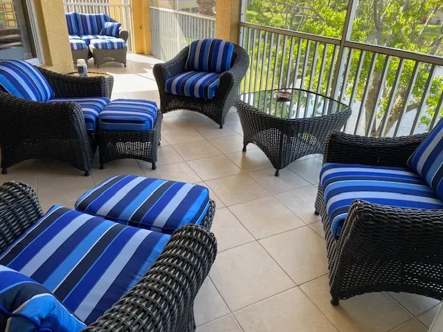 Lake Adela Day Bed with Outdoor Custom Cushions installed