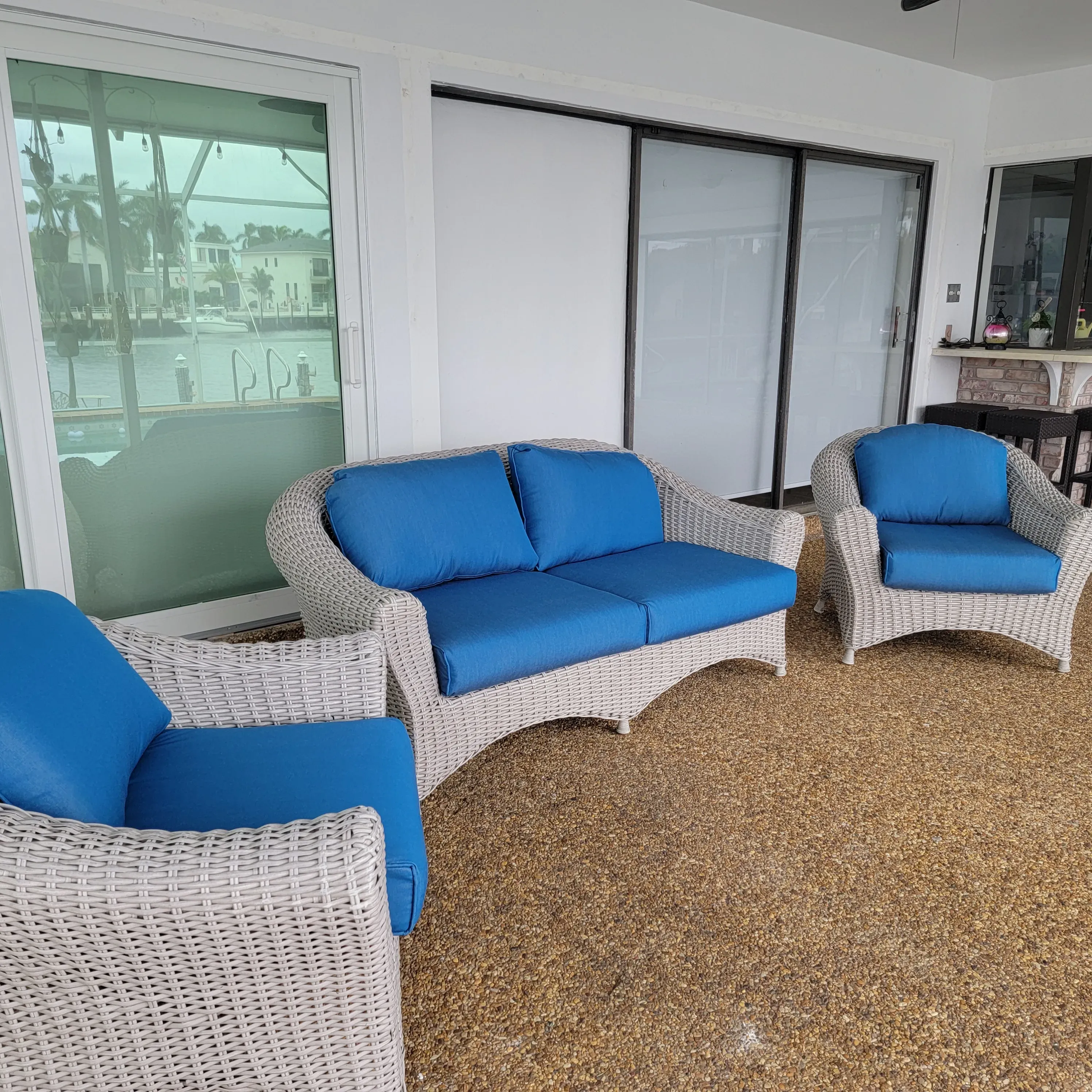 Living Lily Bay Loveseawt and Lounge Chairs on white background