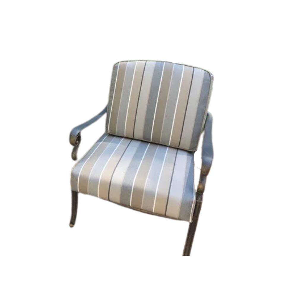 Miramar Lounge Chair with custom striped cushions by Outdoor Custom Cushions