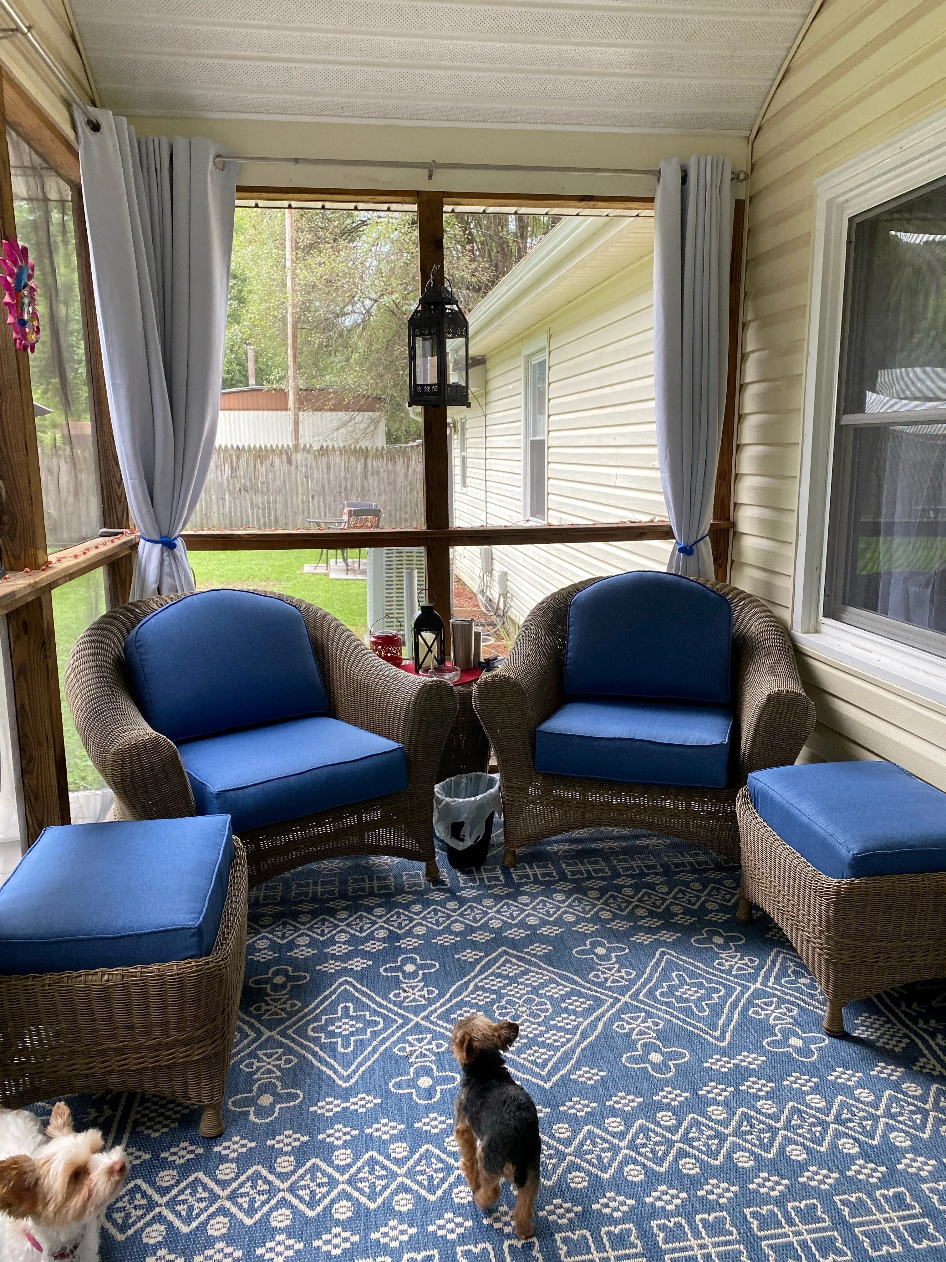 Santa Rosa Loveseat by Hampton Bay with OCC royal blue custom cushion covers