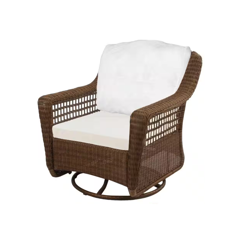 Spring Haven Swivel Lounge Chair with white custom cushion covers