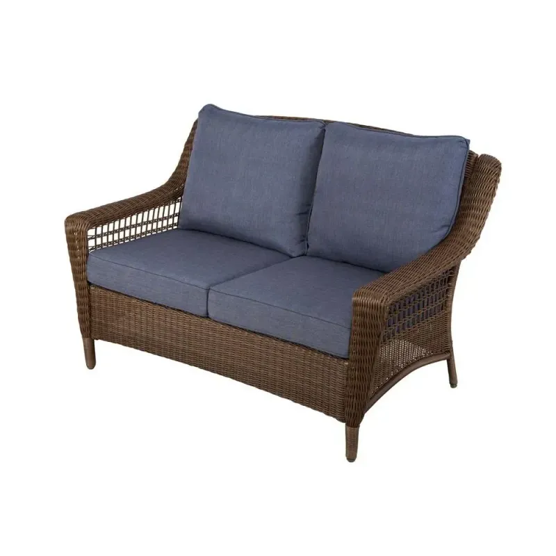 Spring Haven Loveseat with Denim Blue Custom Cushions