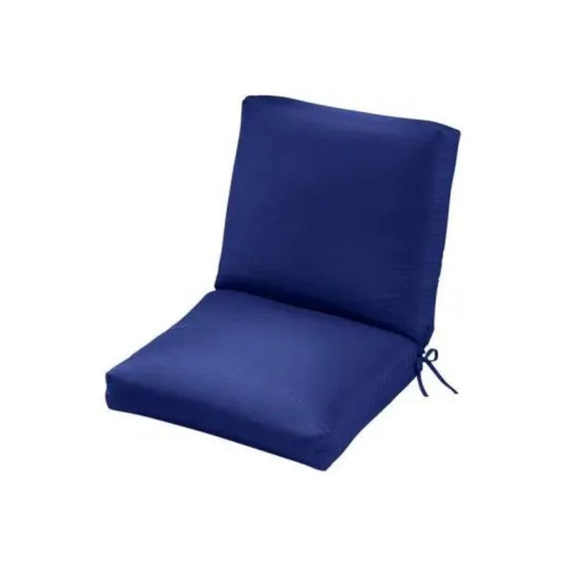 Custom Standard-Sized Club Chair Cushion in vibrant blue by Outdoor Custom Cushions Brand on a white background