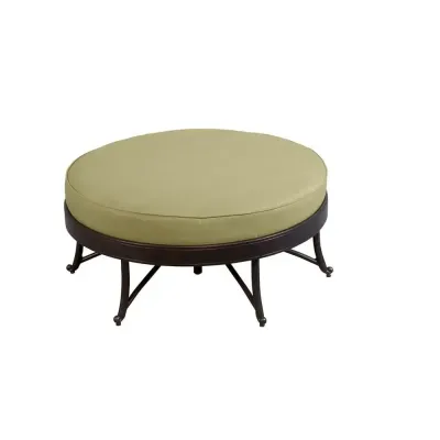 Edington Collection 38" Round Ottoman from Hampton Bay Patio Furniture with Outdoor Custom Cushions installed