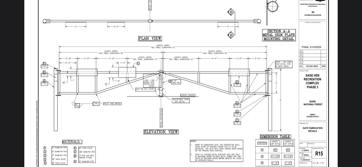 Sage Hen Pipe Gate, 28'