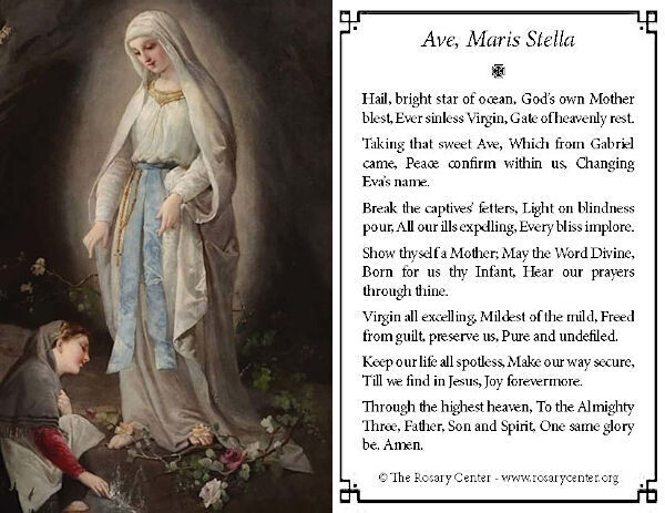 Lourdes/Sacred Spring: Ave Maris Stella Holy Card