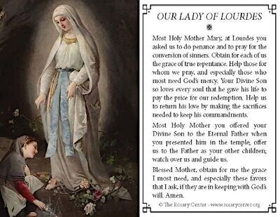 Lourdes/Sacred Spring: Our Lady of Lourdes Prayer Holy Card x25