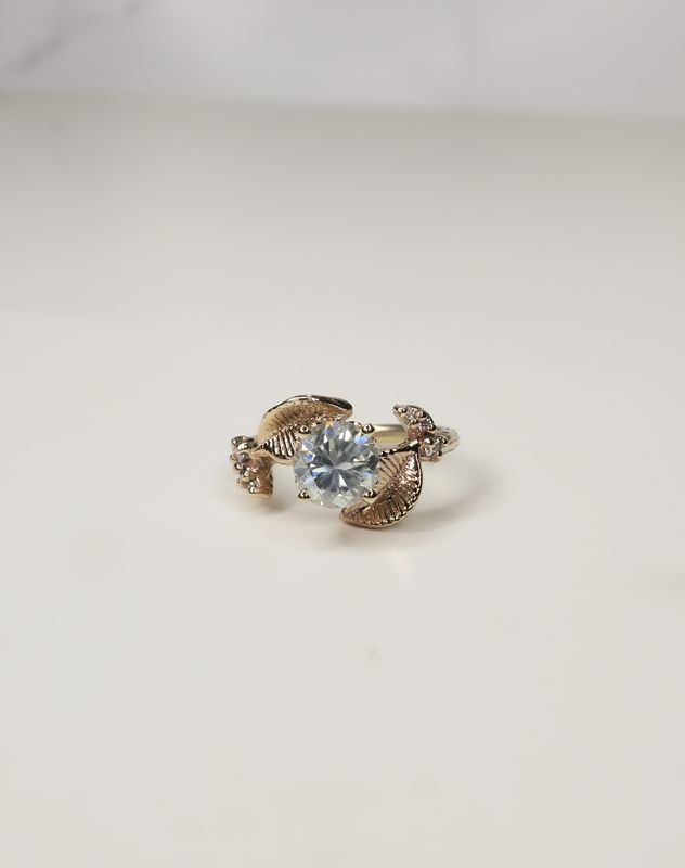 Moissanite Leaf Ring
