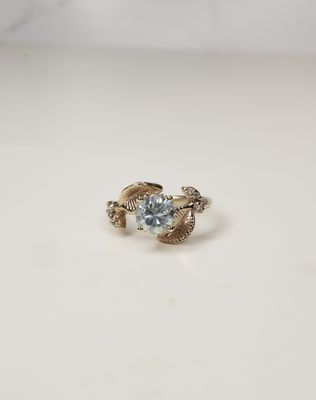 Moissanite Leaf Ring