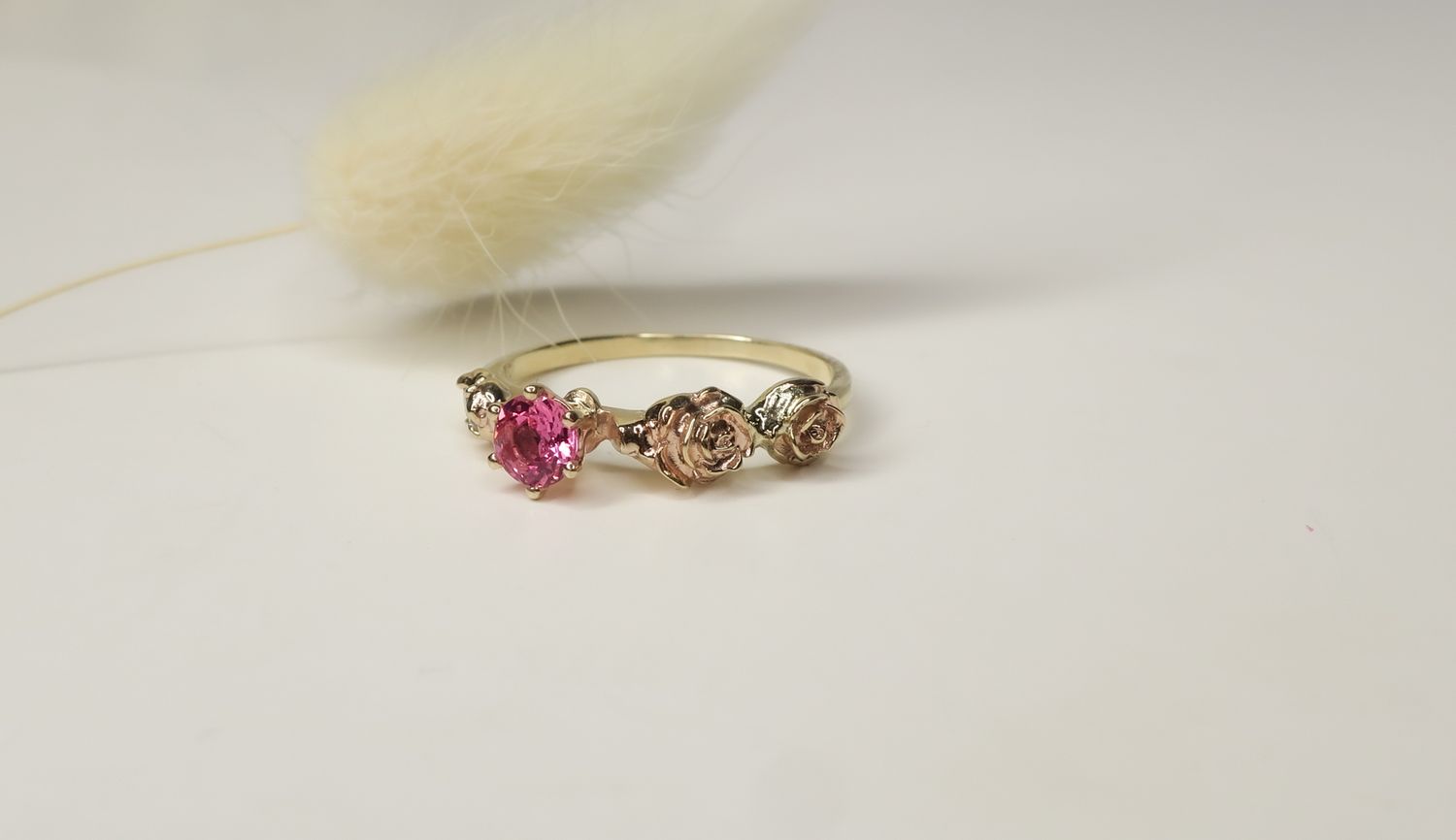 Pink Spinel Rose Ring