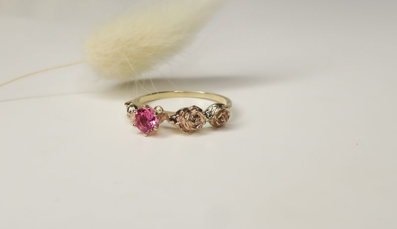 Pink Spinel Rose Ring