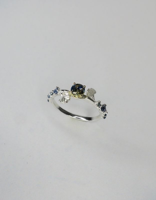 Sapphire Ginkgo Ring